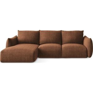 Rozkládací rohová pohovka v terakotové barvě (levý roh/s lenoškou) Leila – Makamii obraz