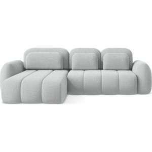 Světle šedá rozkládací/s úložným prostorem rohová pohovka z textilie bouclé (levý roh/s lenoškou) Pele – Makamii obraz