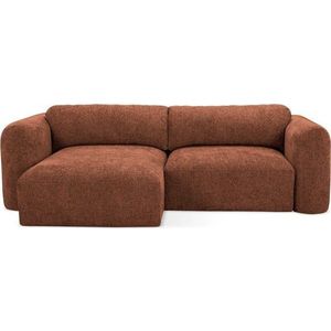 Žinylková rozkládací/s úložným prostorem rohová pohovka v terakotové barvě (levý roh/s lenoškou) Mele – Makamii obraz