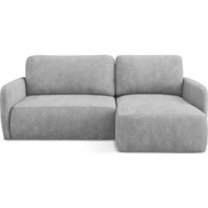 Světle šedá žinylková rozkládací/s úložným prostorem rohová pohovka (pravý roh/s lenoškou) Lilo – Makamii obraz