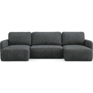 Tmavě šedá žinylková rozkládací/s úložným prostorem rohová pohovka (do "U") Lilo – Makamii obraz