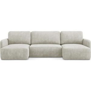 Krémová žinylková rozkládací/s úložným prostorem rohová pohovka (do "U") Lilo – Makamii obraz