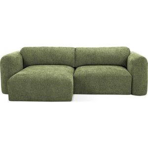 Zelená žinylková rozkládací/s úložným prostorem rohová pohovka (levý roh/s lenoškou) Mele – Makamii obraz