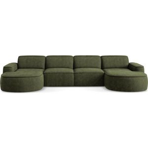 Zelená žinylková rohová pohovka (do "U") Omao – Makamii obraz