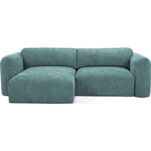 Modrá žinylková rozkládací/s úložným prostorem rohová pohovka (levý roh/s lenoškou) Mele – Makamii obraz