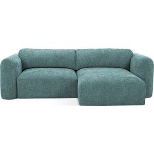 Modrá žinylková rozkládací/s úložným prostorem rohová pohovka (pravý roh/s lenoškou) Mele – Makamii obraz