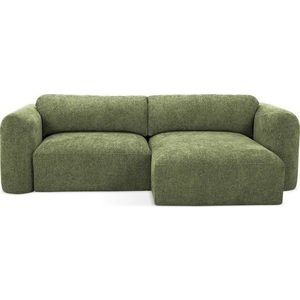 Zelená žinylková rozkládací/s úložným prostorem rohová pohovka (pravý roh/s lenoškou) Mele – Makamii obraz