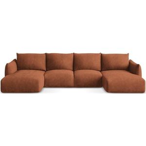 Žinylková rozkládací rohová pohovka v terakotové barvě (do "U") Leila – Makamii obraz