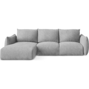 Světle šedá žinylková rozkládací rohová pohovka (levý roh/s lenoškou) Leila – Makamii obraz