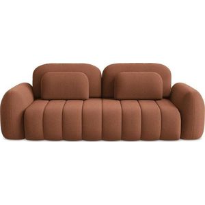 Rozkládací/s úložným prostorem pohovka z textilie bouclé v terakotové barvě 266 cm Pele – Makamii obraz