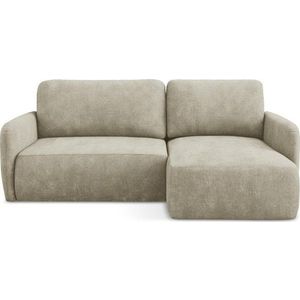 Béžová žinylková rozkládací/s úložným prostorem rohová pohovka (pravý roh/s lenoškou) Lilo – Makamii obraz