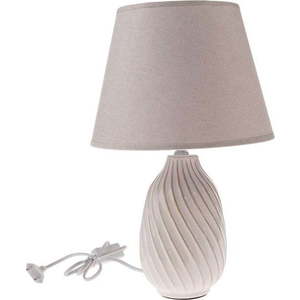 Šedá stolní lampa s textilním stínidlem (výška 38 cm) – Dakls obraz