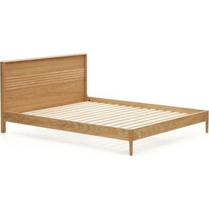 Dvoulůžková postel z dubového dřeva s roštem v přírodní barvě 160x200 cm Lenon – Kave Home obraz