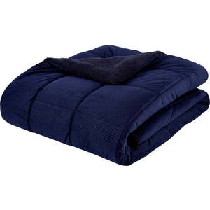 Tmavě modrý prošívaný přehoz z mikroplyše na dvoulůžko 200x220 cm Cosy Cord – Catherine Lansfield obraz