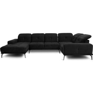 Černá sametová rohová pohovka (levý roh/do "U") Neviro – ELTAP obraz