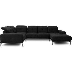 Černá sametová rohová pohovka (levý roh/do "U") Neviro – ELTAP obraz