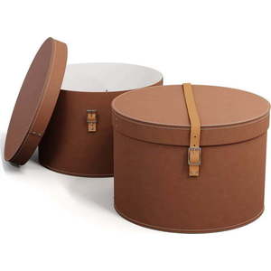 Hnědé kartonové úložné boxy v sadě 2 ks s víkem/dekorativní ø 37, 5x25 cm Rut Restore Paper Laminate – Bigso obraz