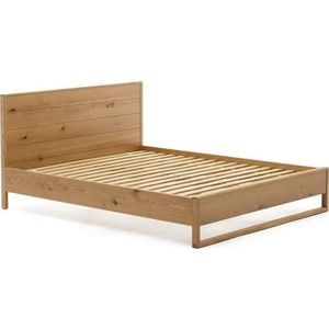 Dvoulůžková postel z dubového dřeva s roštem 180x200 cm v přírodní barvě Alguema – Kave Home obraz