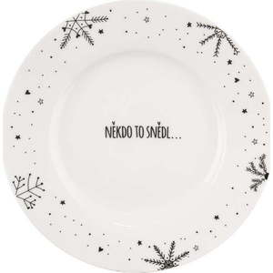 Bílý servírovací porcelánový talíř s vánočním motivem ø 20 cm – Dakls obraz
