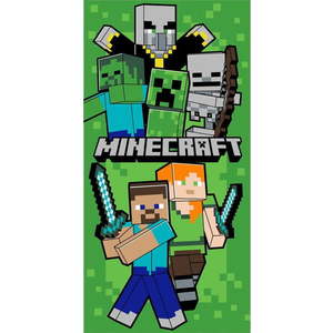 Zelená bavlněná dětská osuška 70x140 cm Minecraft Let´s Survive – Jerry Fabrics obraz