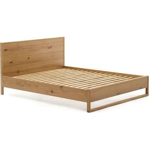Dvoulůžková postel z dubového dřeva s roštem 160x200 cm v přírodní barvě Alguema – Kave Home obraz