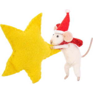 Vlněná ručně vyrobená vánoční ozdoba 19 cm Mouse with Star – Sass & Belle obraz