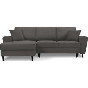 Tmavě šedá manšestrová rozkládací rohová pohovka Micadoni Home Moghan, levý roh obraz