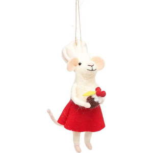 Vlněná ručně vyrobená vánoční ozdoba 14 cm Mary Baker Mouse – Sass & Belle obraz