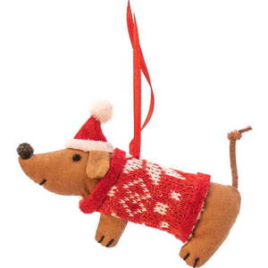 Textilní ručně vyrobená vánoční ozdoba 6 cm Sausage Dog – Sass & Belle obraz