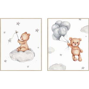 Dětské obrázky v sadě 2 ks 30x40 cm Teddy Bears – knor obraz