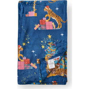Modrá deka s vánočním motivem z mikroplyše 130x170 cm Christmas Tiger – Catherine Lansfield obraz