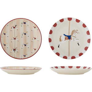 Krémové dezertní talíře s vánočním motivem z kameniny v sadě 2 ks ø 16 cm Merry-go-round – Bloomingville obraz