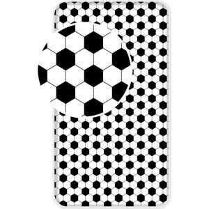 Černobílé napínací bavlněné dětské prostěradlo na jednolůžko 90x200 cm Football – Jerry Fabrics obraz