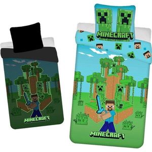 Bavlněné dětské povlečení se svítícím efektem na jednolůžko 140x200 cm Minecraft "Jungle Fight" – Jerry Fabrics obraz