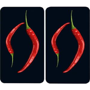 Sada 2 skleněných krytů na sporák Wenko Pepperoni, 52 x 30 cm obraz