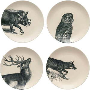 Béžovo-černé dezertní talíře v sadě 4 ks z kameniny ø 22 cm Elements – Costa Nova obraz