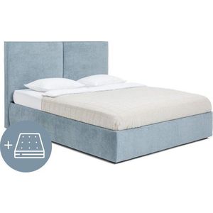 Modrá čalouněná dvoulůžková postel s úložným prostorem s matrací/s roštem 180x200 cm Thessa Bold – Bonami Selection obraz
