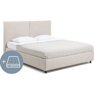Béžová čalouněná dvoulůžková postel s úložným prostorem s matrací/s roštem 180x200 cm Myra Bold – Bonami Selection obraz