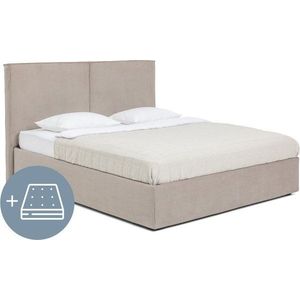 Čalouněná dvoulůžková postel taupe s úložným prostorem s matrací/s roštem 180x200 cm Thessa Bold – Bonami Selection obraz