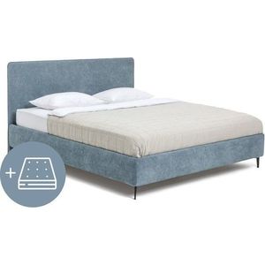 Modrá čalouněná dvoulůžková postel s matrací/s roštem 160x200 cm Noira Slim – Bonami Selection obraz