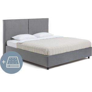 Šedá čalouněná dvoulůžková postel s úložným prostorem s matrací/s roštem 180x200 cm Myra Bold – Bonami Selection obraz