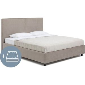 Čalouněná dvoulůžková postel taupe s úložným prostorem s matrací/s roštem 180x200 cm Myra Bold – Bonami Selection obraz