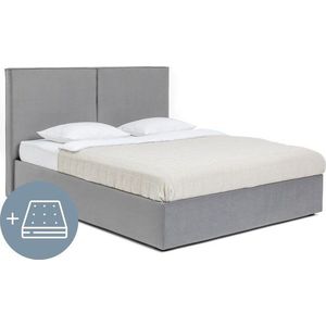 Šedá čalouněná dvoulůžková postel s úložným prostorem s matrací/s roštem 160x200 cm Thessa Bold – Bonami Selection obraz