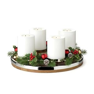 Adventní věnec Lani (Ø 34 cm), mangové dřevo s okrajem z nerezové oceli - EDZARD obraz