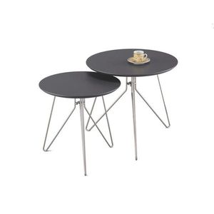 Xora SADA ODKLÁDACÍCH STOLKŮ, antracitová, barvy niklu, kov, kompozitní dřevo, obraz