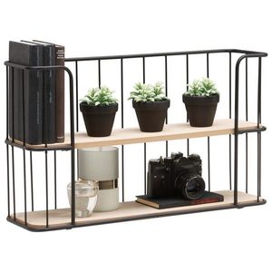 Landscape NÁSTĚNNÝ REGÁL, přírodní barvy, černá obraz