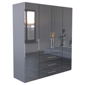 Carryhome ŠATNÍ SKŘÍŇ, antracitová, vysoce lesklá antracitová, 196/219/59 cm obraz