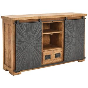 Ambia Home ŠIROKÁ KOMODA, mangové dřevo, přírodní barvy, černá, 145/85/40 cm obraz