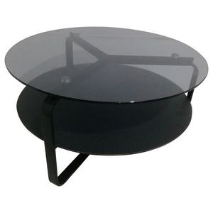 Novel KONFERENČNÍ STOLEK, šedá, černá, kov, sklo, 80/80/44 cm obraz