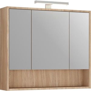 Stylife ZRCADLOVÁ SKŘÍŇKA, barvy dubu, 80/74/22 cm obraz